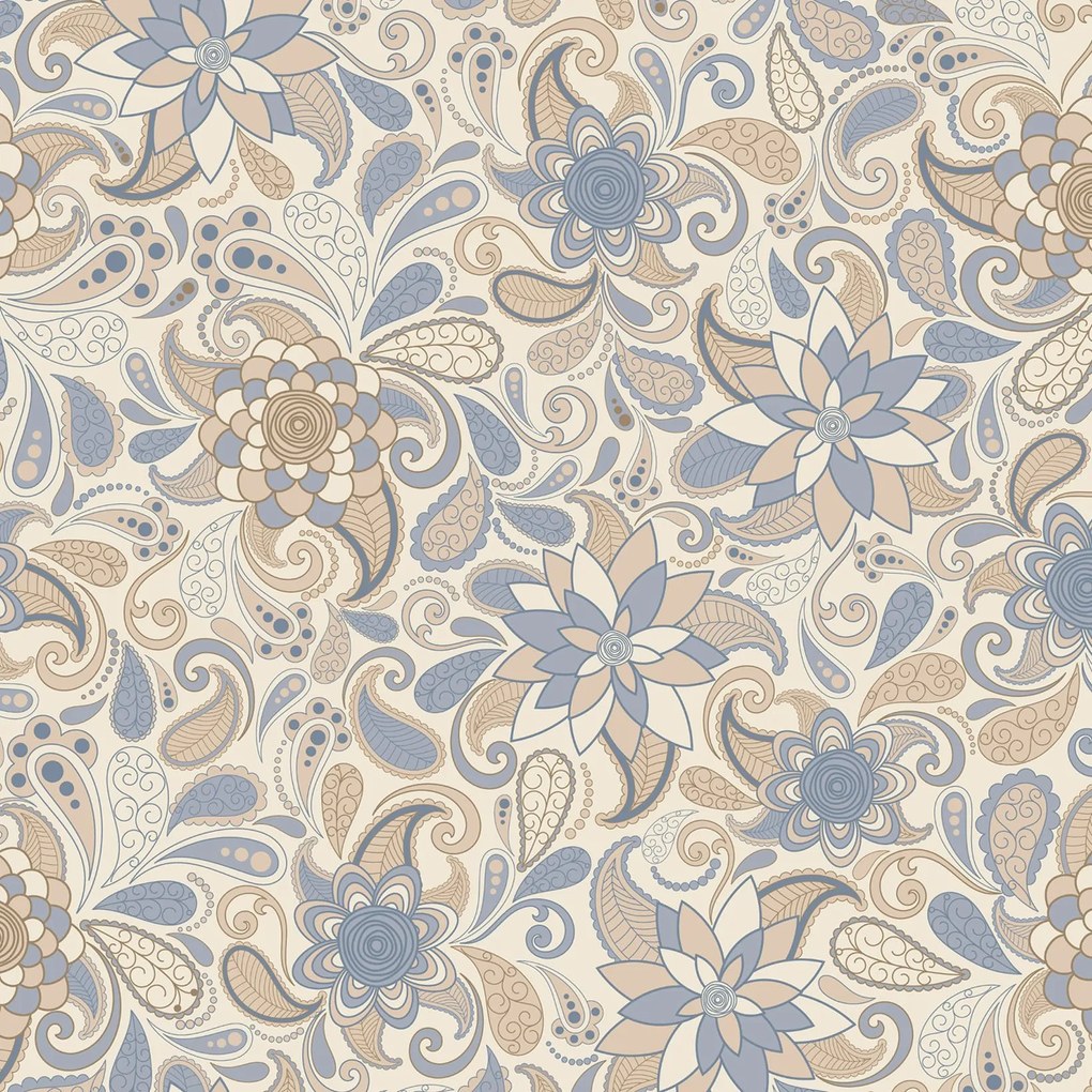 Papel de parede adesivo creme marrom e azul