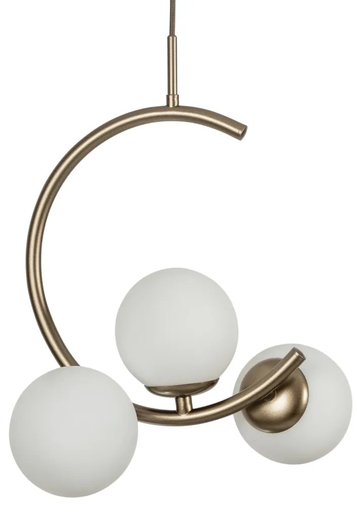 Pendente Astral 42,5X30X23Cm 3Xg9 Globo Ø12Cm - Usina 16940/3 (OL-F / DR-PV - Verde Oliva Fosco / Dourado Brilho Polido Verniz, TRANSPARENTE)