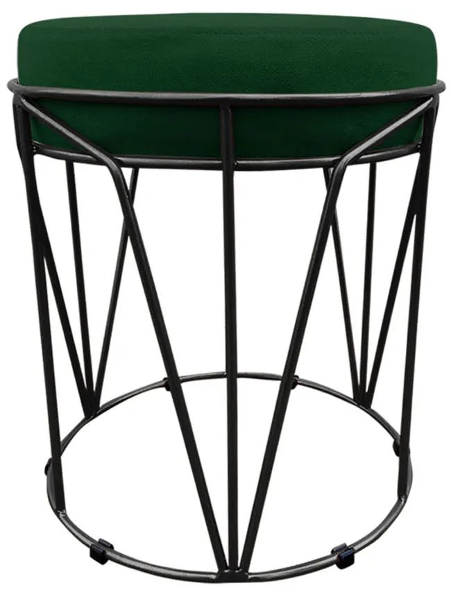 Puff Multiuso com Mesa Babu 2 em 1 Suede Verde Base Preto - D'Rossi'