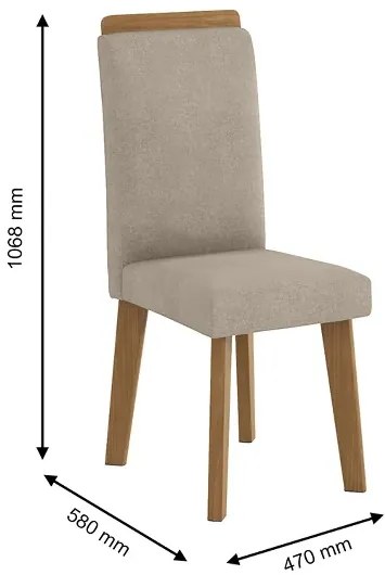 Mesa de Jantar Turmalina com 4 Cadeiras Diamante Pés Oblongo Off White com Pena Caramelo - RV Moveis