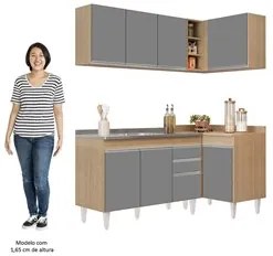 Armário de Cozinha Modulado de Canto Esquerdo 4 Peças CP48 com Pia Ino