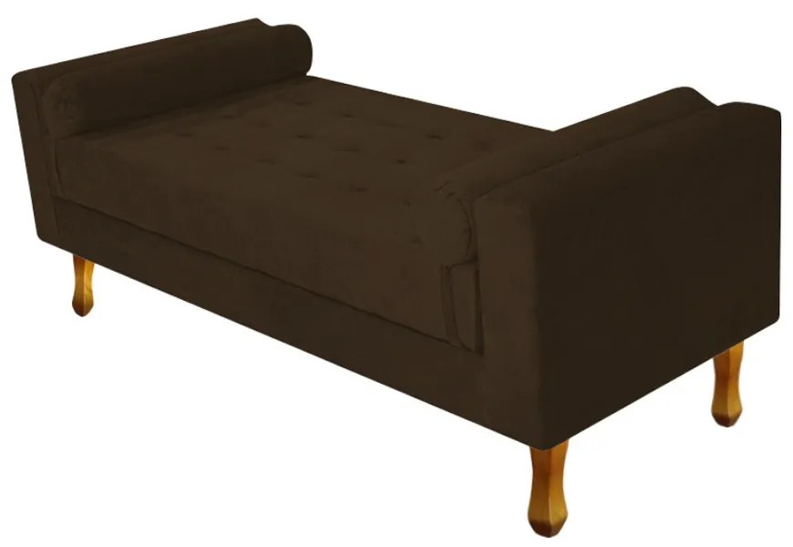 Recamier Félix Solteiro 120cm Suede Marrom - ADJ Decor