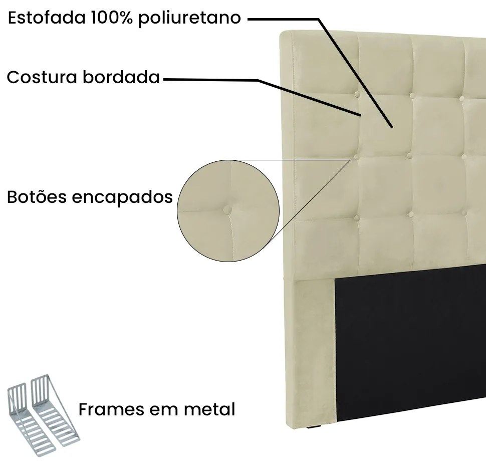 Cabeceira Cama Box Solteiro 90 cm Verona Veludo S04 - D'Rossi - Bege
