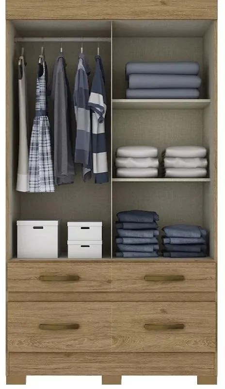 Guarda Roupa Roupeiro 2 portas 4 Gavetas Solteiro Flex Briz