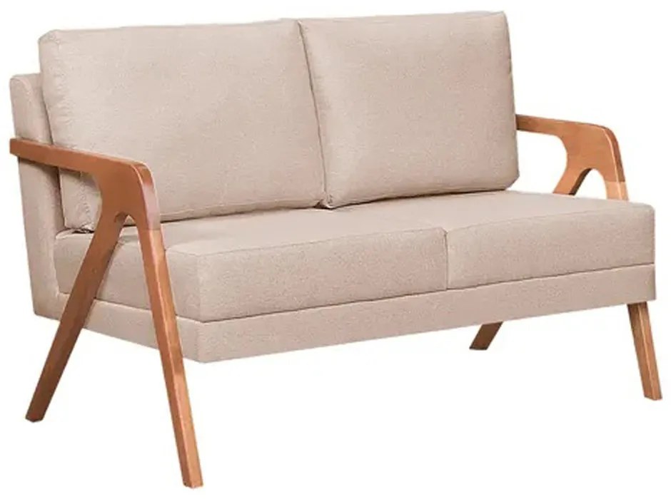 Namoradeira Decorativa Mona luxo Madeira Maciça Linho Bege