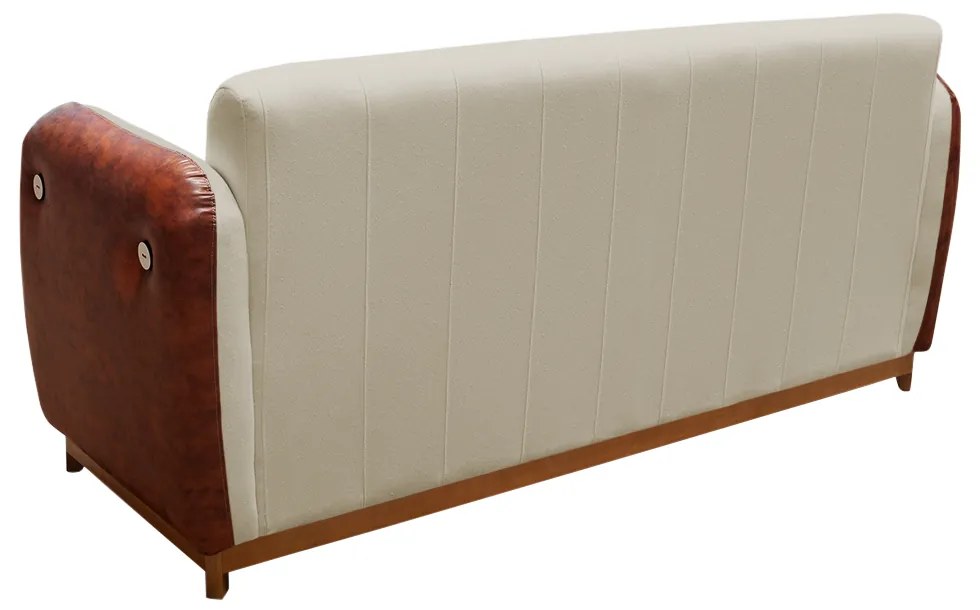 Sofá 3 Lugares Liverpool 1,90 m Compose Corino Ocre/Nude C/ Botão - Decorar Estofados