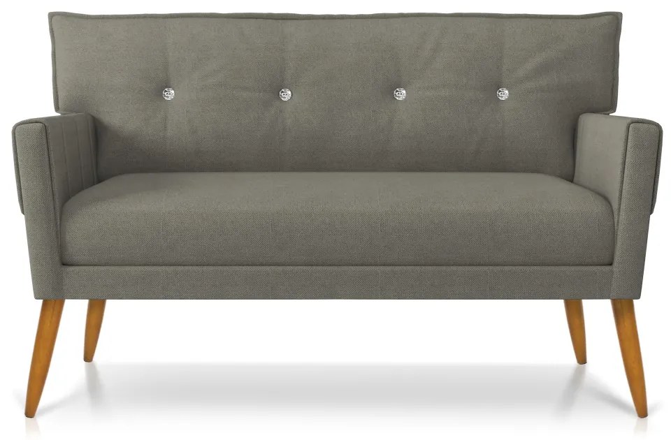 Namoradeira 2 Lugares Anitta com Strass Linho Grafite A26 Pés Palito Castanho - DRossi