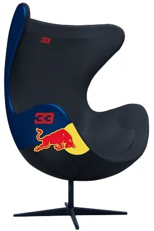 Poltrona Decorativa Egg Chair RB Nº33 c/Regulagem de Altura Azul/Preto G53 - Gran Belo