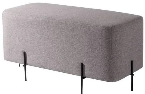 Puff Beagle Retangular Linho Cinza Base Preto - 67838 Sun House