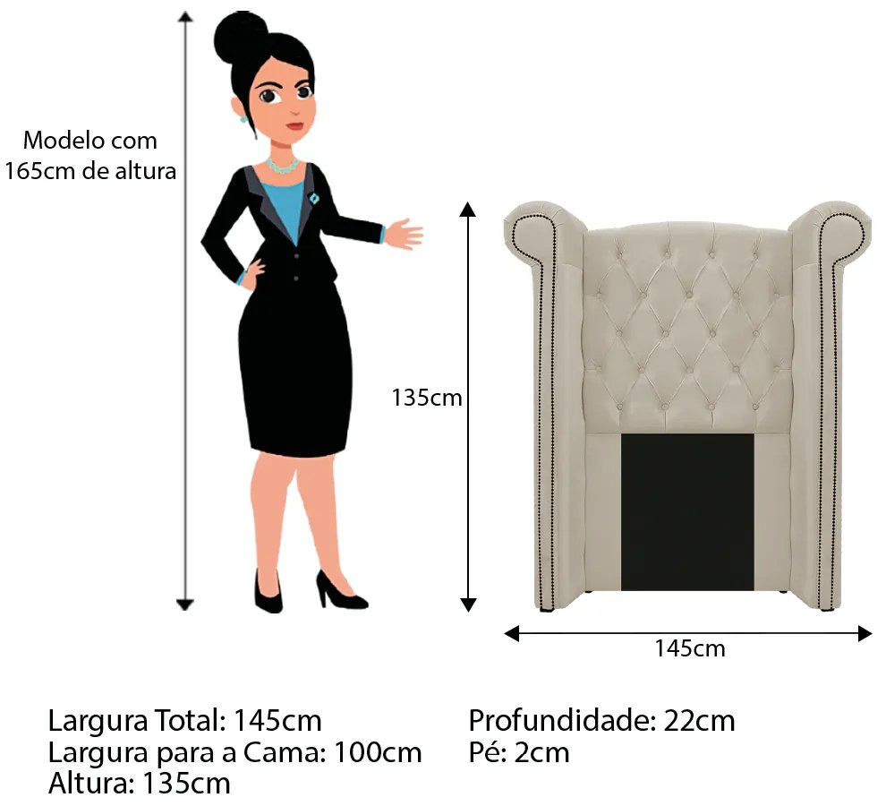 Kit Cabeceira e Calçadeira Veneza 100 cm Solteiro Suede Bege - ADJ Decor