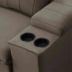 Sofá Retrátil Reclinável 3 Lugares 225cm Baluart F05 Veludo Castor - M