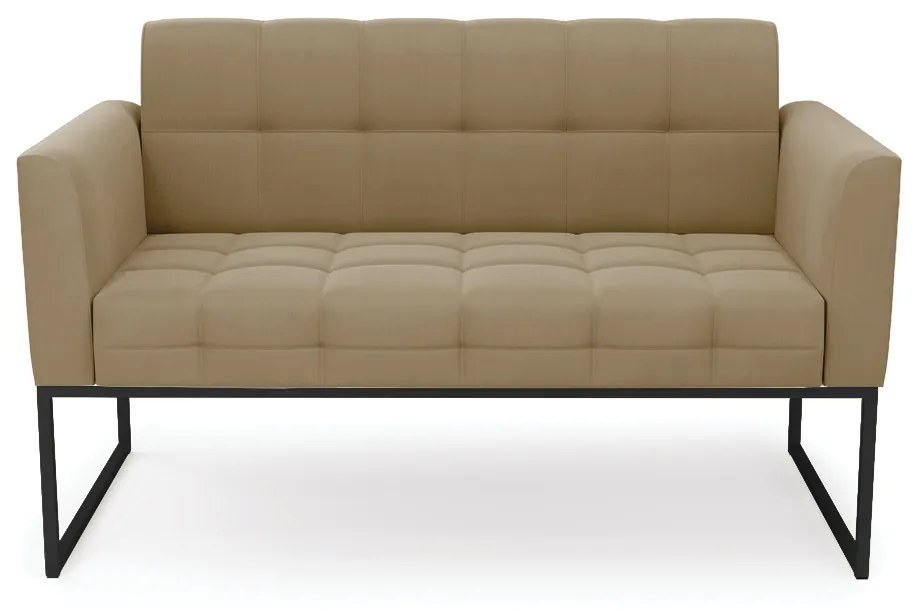 Sofá Namoradeira Elisa Suede Base Metálica Industrial Preto - D'Rossi - Marrom Rato