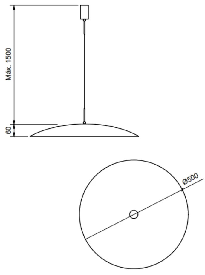 Pendente Disco Cabo Rayon Ø50X06Cm 1Xe27 Por Waldir Junior - Usina 510... (ES-V - Alumínio Escovado Verniz)