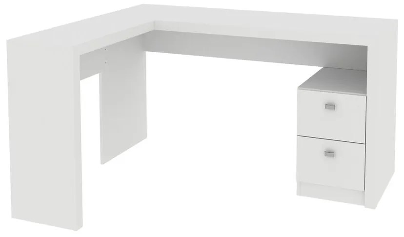 Escrivaninha Mesa Canto Escritório Office 2 Gavetas Branca
