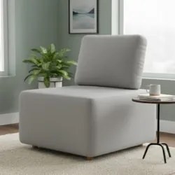 Poltrona Sala de Estar Decorativa Rovier Veludo Cinza Z32      - Mpoze