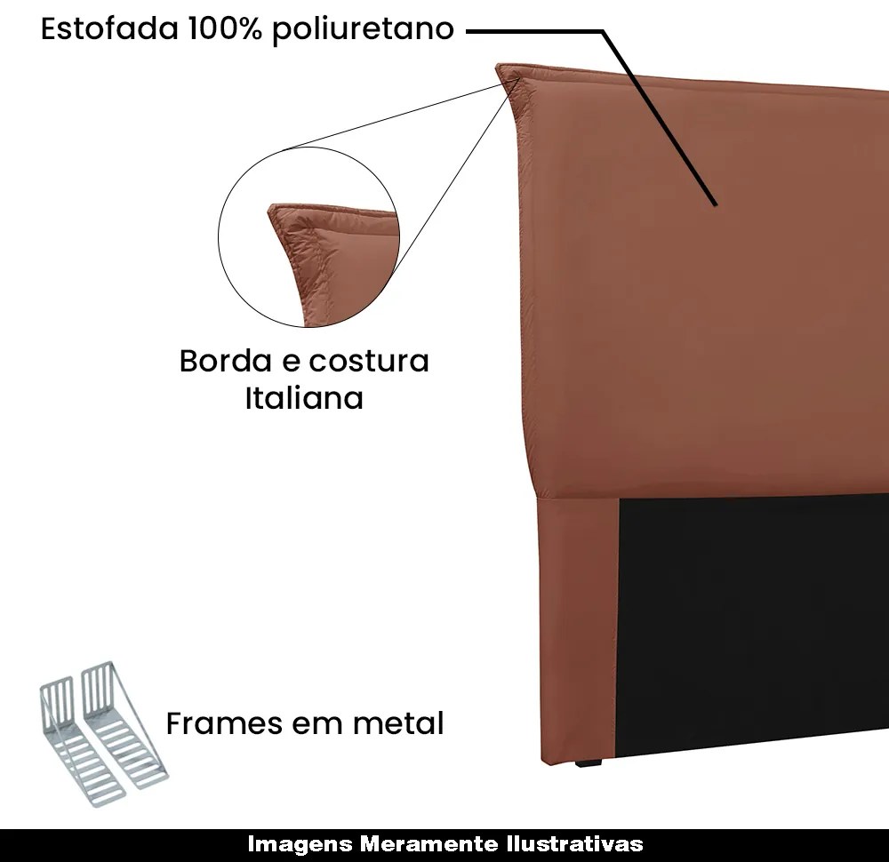 Cabeceira Decorativa Casal 1,40M Trento Veludo Cobre G63 - Gran Belo
