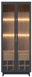 Cristaleira Adega 2 Portas 1 Gaveta Tijuca C05 Preto Fosco/Noce Milano