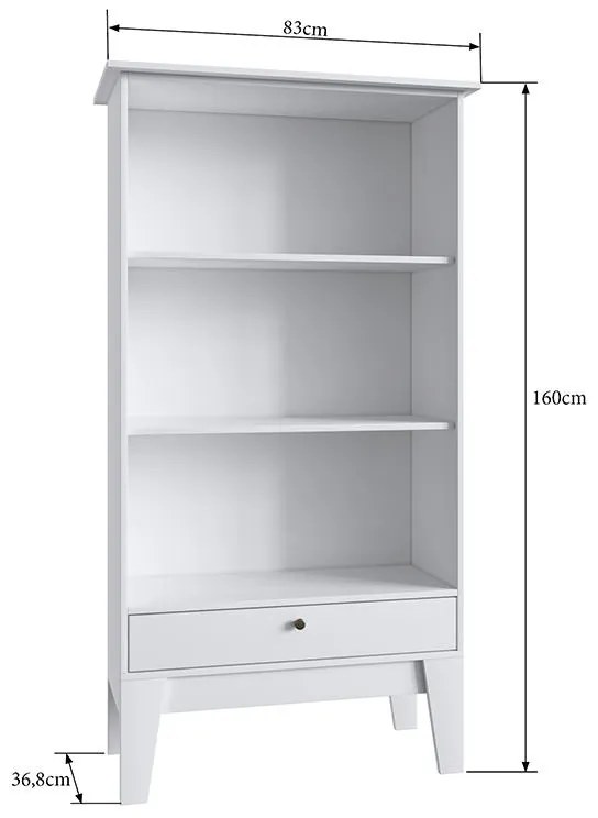 Buffet Cristaleira Retro Com 3 Prateleiras 1 Porta - Branco
