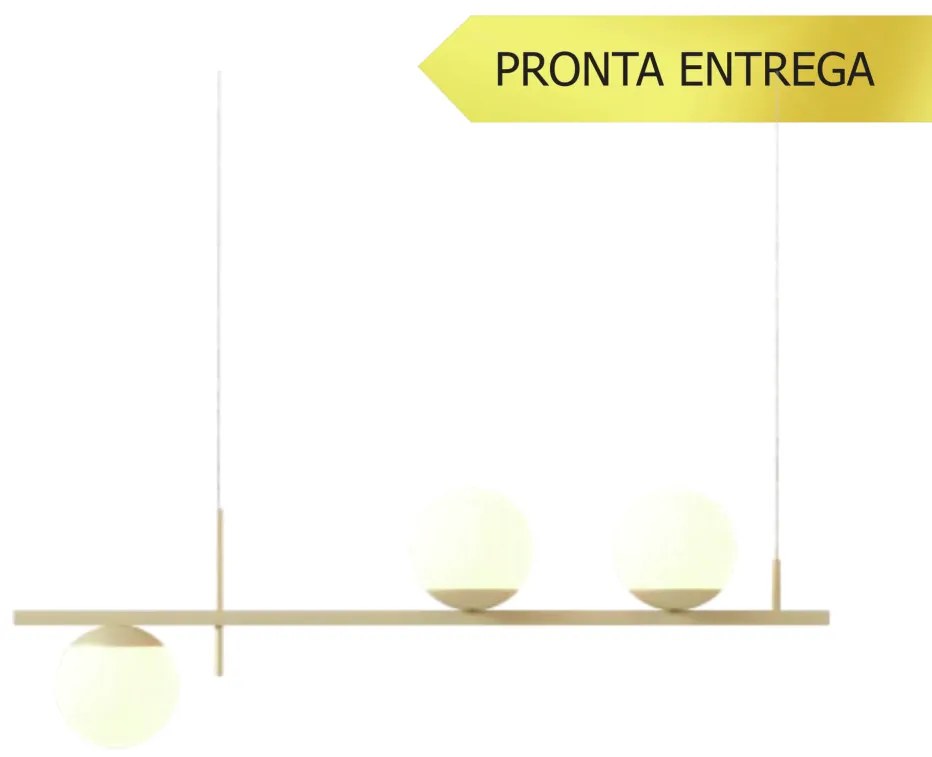 Pendente Three Gud Retângular 26X12X80Cm Alumínio E Globo Ø12Cm Fosco... (CINZA FOSCO, FOSCO)