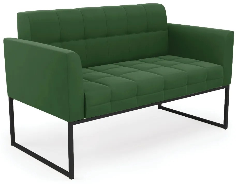 Sofá Namoradeira Elisa Suede Base Metálica Industrial Preto - D'Rossi - Verde