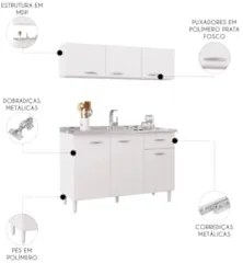 Armário de Cozinha CP01 Com Pia Inox Classic Z46 Branco - Mpozenato
