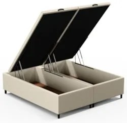 Base Cama Box Baú Casal Queen 158cm Hit Z04 Sintético Bege- Mpozenato