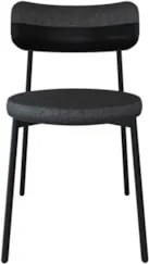 Cadeira de Jantar Estofada Fixa Nyka M25 Linho Grafite/Preto - Mpozena