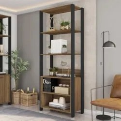 Guarda Roupa Solteiro Closet 73cm Prateleira Una Mel/Preto C01 - Mpoze