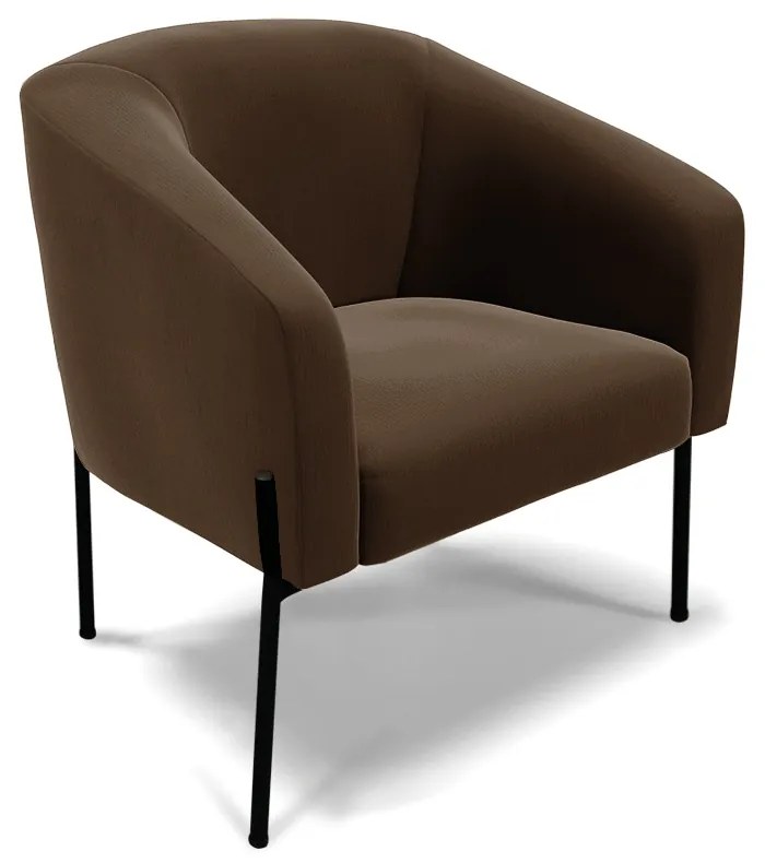 Namoradeira e 2 Poltronas Pé de Ferro Preto Stella Suede D03 - D'Rossi - Marrom