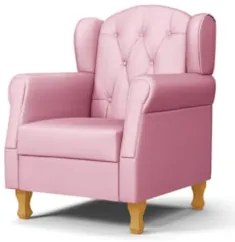 Poltrona de Amamentação Pés Madeira e Puff Lucy Z39  Sintético Rosa -