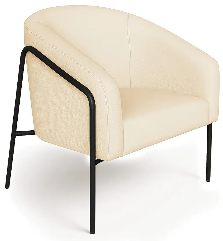 Poltrona Sala Industrial Alta Preto Stella Linho D03 - D'Rossi - Bege