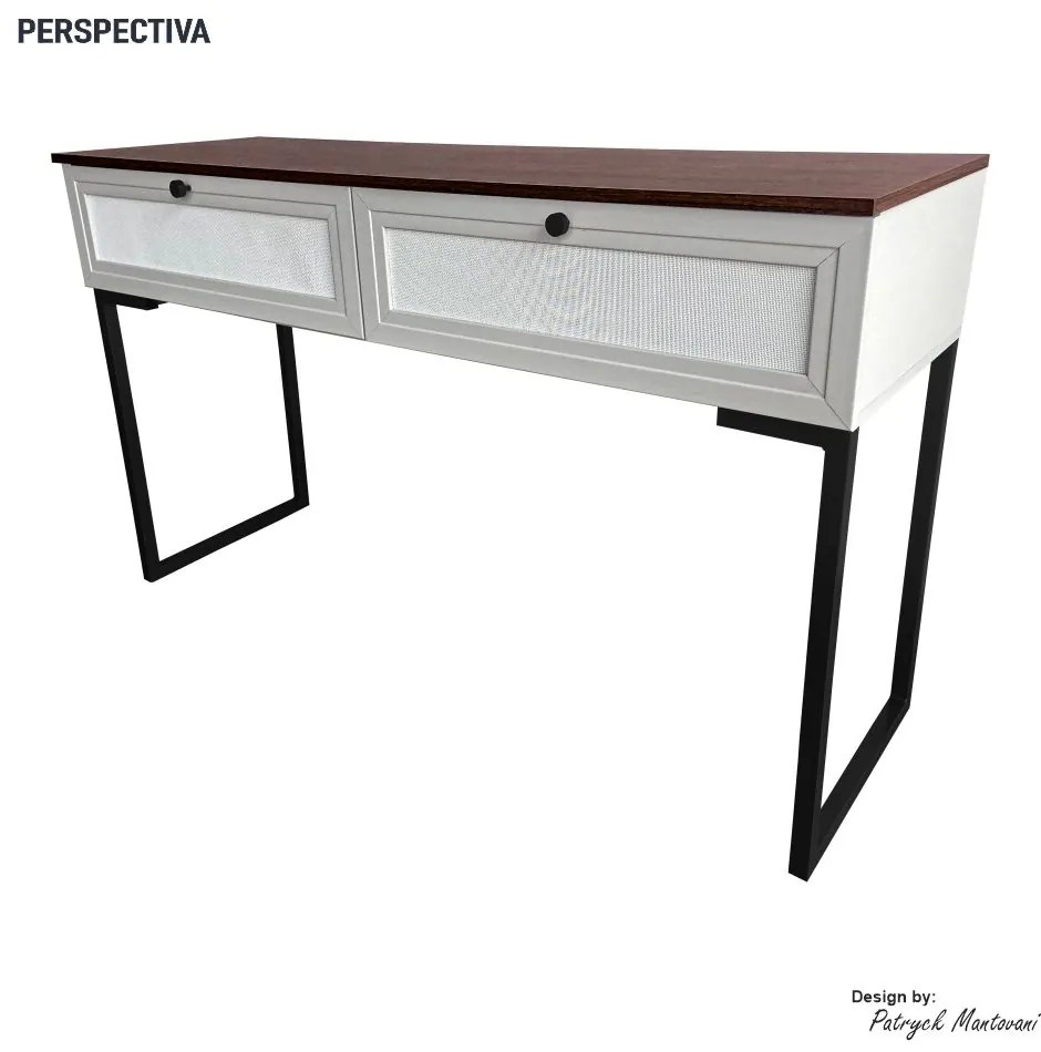 Aparador com Pé de Ferro Iron 136cm Imbuia/Bege/Preto - Vizzato - Bege
