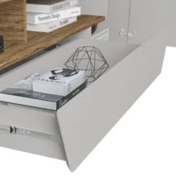 Rack Bancada Para TV 70 Pol 180cm Flora Off/Cinamomo B02 - Mpozenat