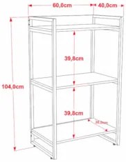 Estante Livreiro 60cm Industrial Prisma Kit 3 Nogal C08 - Mpozenato
