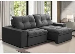 Sofá Retrátil Reclinável 3 Lugares 210cm Argon F05 Veludo Grafite - Mp