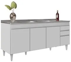 Armário de Cozinha Modulado de Canto 8 Peças CP27 com Pia Inox Branco
