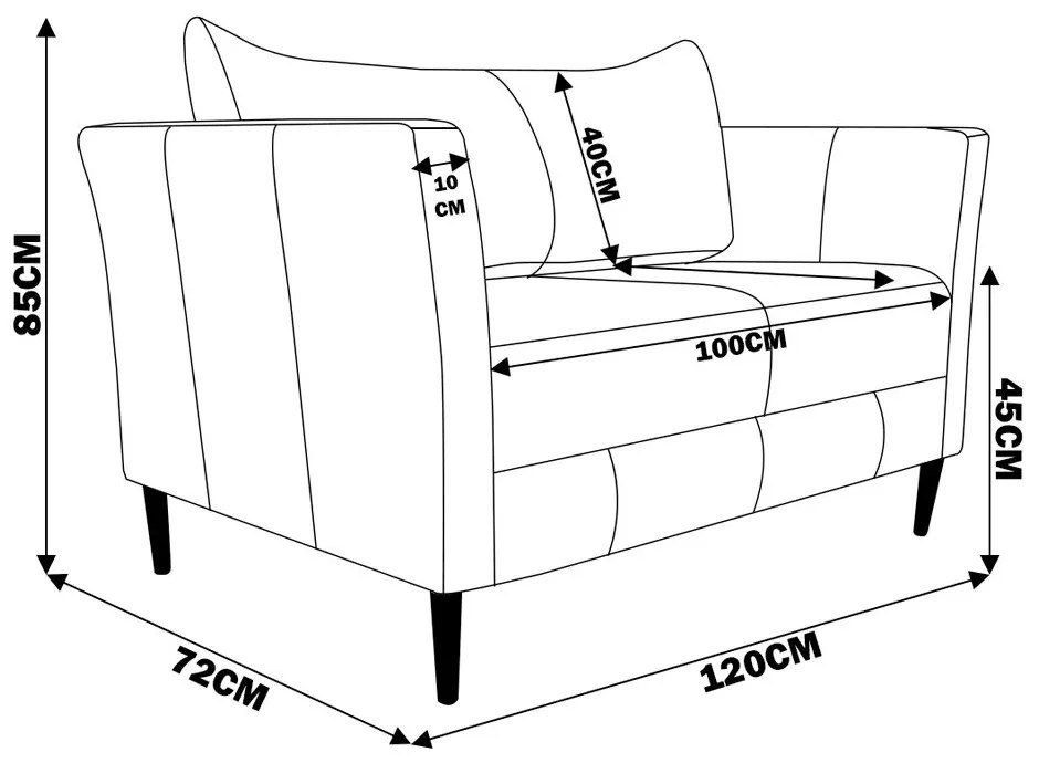 Sofá 2 Lugares Decorativo Sala de Estar 120cm Pés Palito Lubbock Couro Fendi G58 - Gran Belo