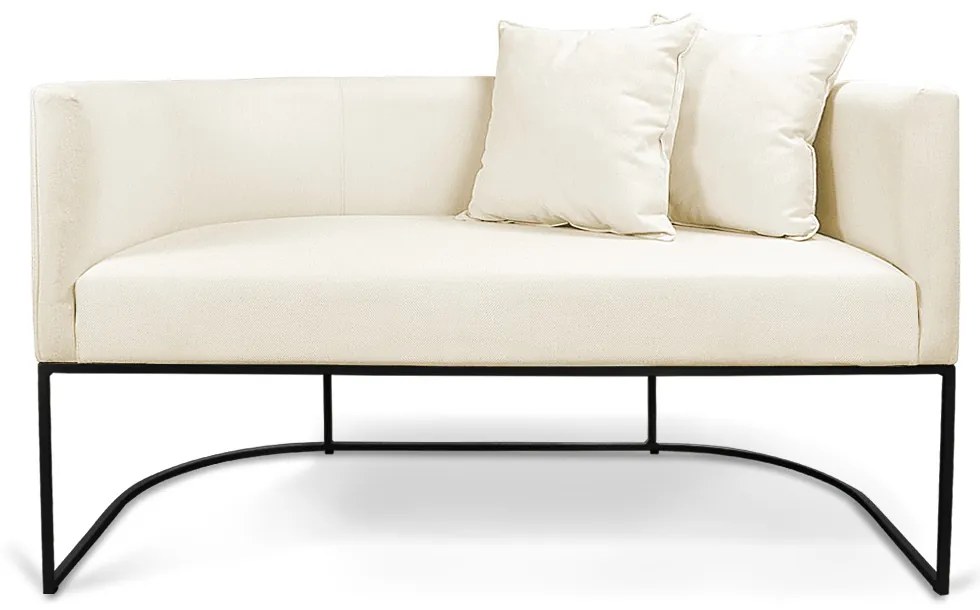 Namoradeira Paola 02 Lugares Linho Base Metálica Preto D03 - D'Rossi - A19 Grosso Bege