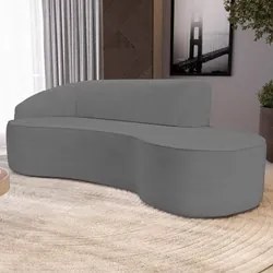 Sofá Living  3 Lugares 210cm Braço Esquerdo Mozart D06 Linho Cinza Esc