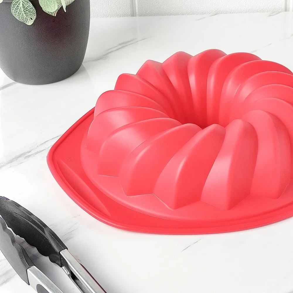 Forma de Silicone para Pudim - Vermelho