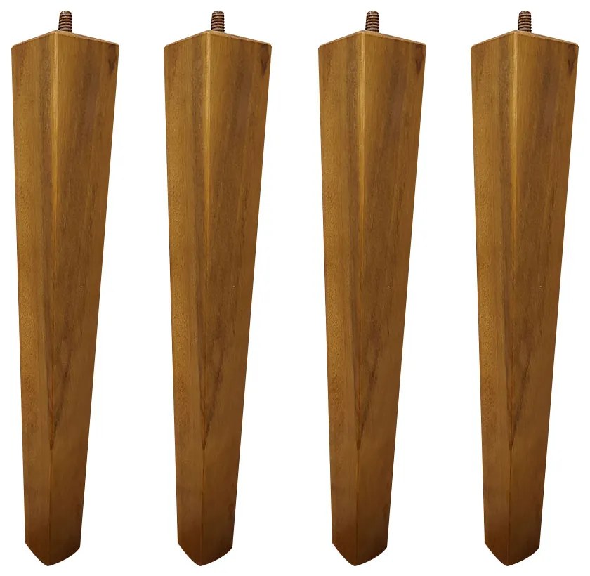 Kit 4 Pés Palito Quadrado Madeira 30cm para Poltrona Mesa Lateral Puff Mel G75 - Gran Belo