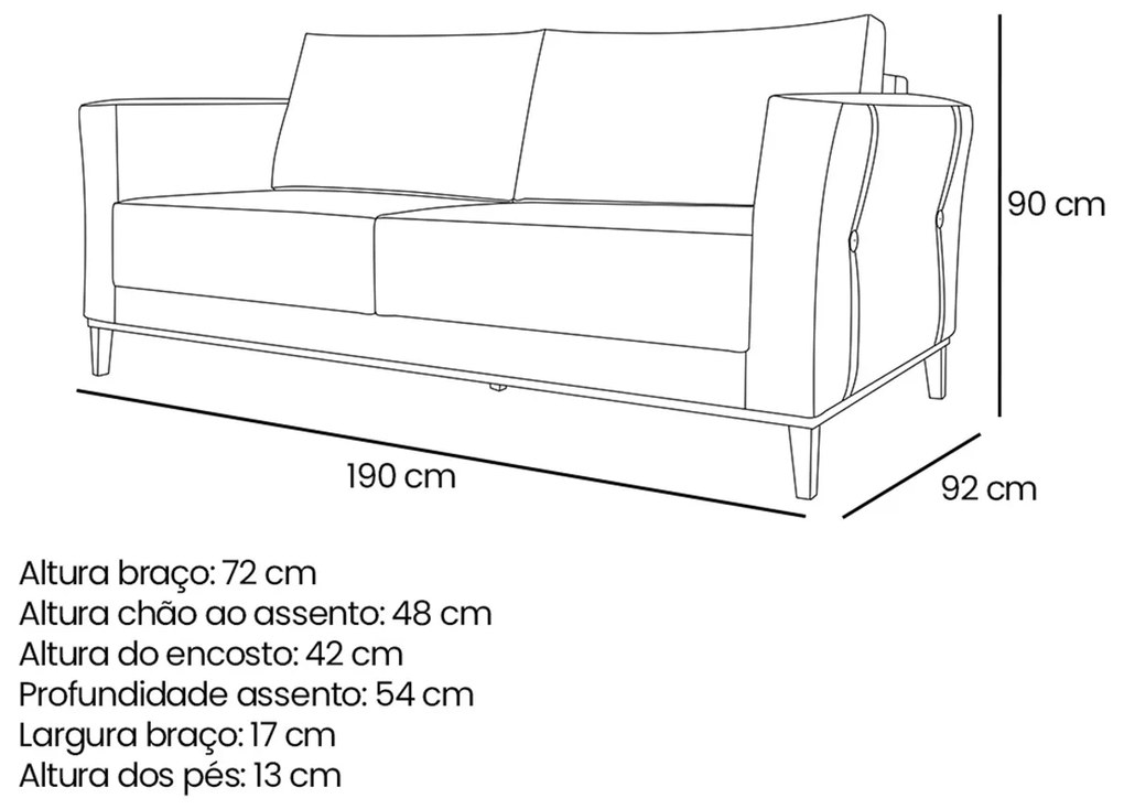 Kit Sofá 3 lugares 190 cm e Poltrona Sala de Estar Recepção Escritório Dinamarca SPZ  Linho - ADJ Decor