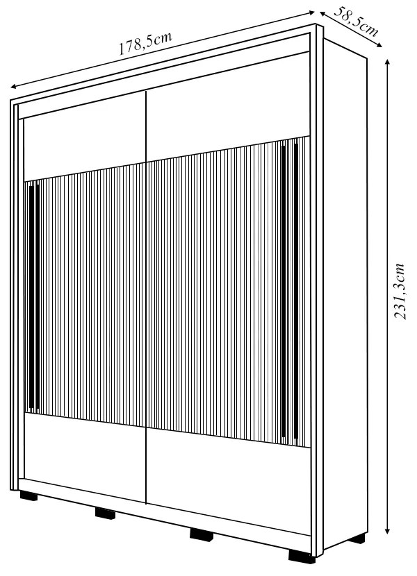 Guarda Roupa Solteiro Polônia com 2 Portas de Correr 3 Gavetas Ripado MDF Freijo/OffWhite/Sued G11- Gran Belo