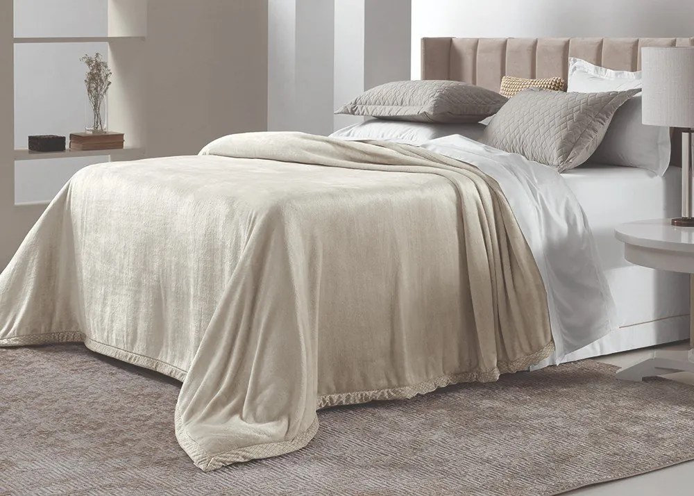 Cobertor Trussardi 100% Microfibra Aveludado Piemontesi - Queen - Moonbean  Queen - Moonbean