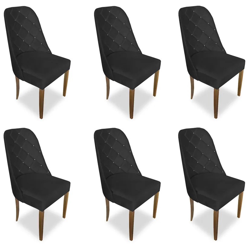 kit com 6 Cadeiras de Jantar Dublin Suede Preto