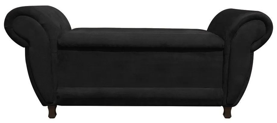 Recamier com Baú Itália Namoradeira Calçadeira Suede Preto - D'Rossi