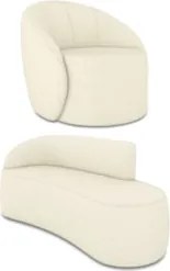 Sofá 3 Lugares 180cm Wendi e Poltrona Steve Linho Bege I01  - Mpozenat