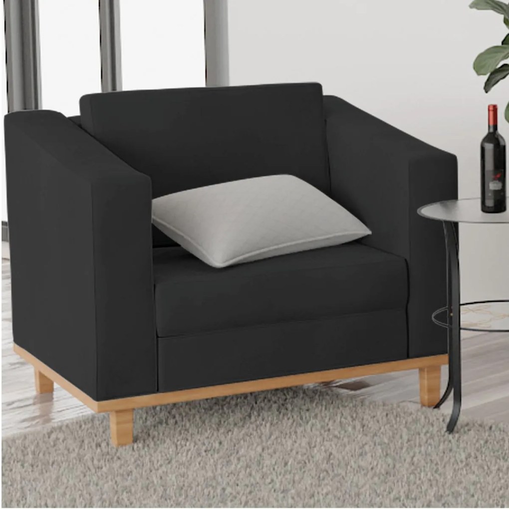 Kit Sofá 2 Lugares e 2 Poltronas Europa Suede Preto ADJ Decor