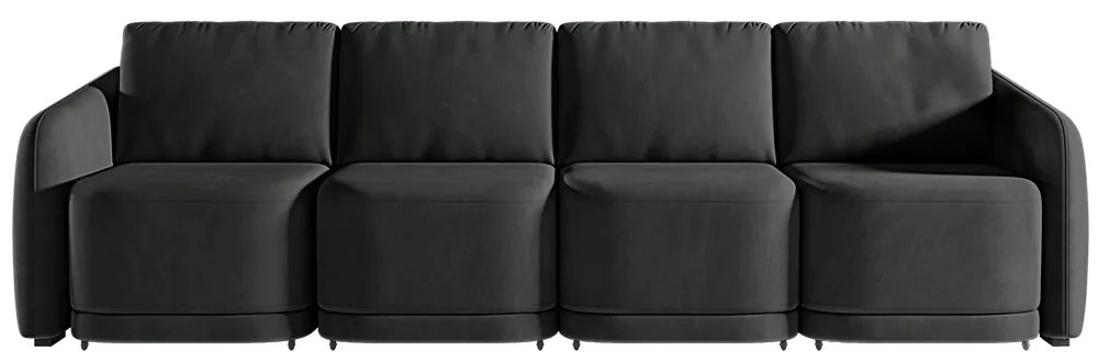 Sofá Cama Modulado Retrátil e Reclinável Decorativo Varsóvia 356cm Veludo Cinza Chumbo G33 - Gran Belo