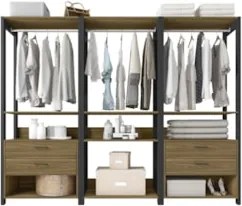 Guarda Roupa Casal Closet 219cm 4 Gavetas Una Mel/Preto C01 - Mpozenat